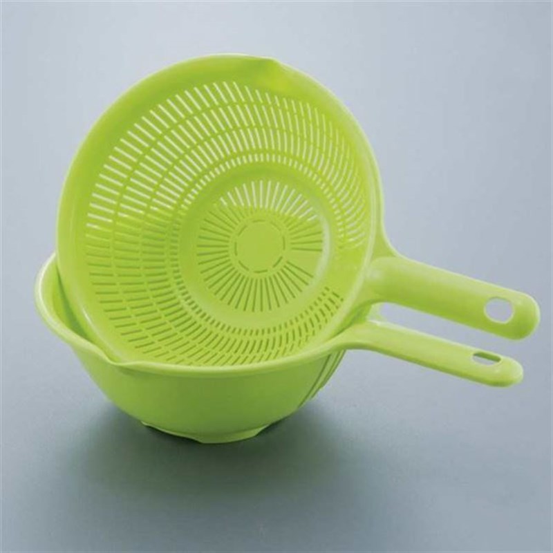 极速plastic long handle rice zcolander strainer filter green