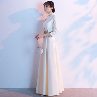 极速中式a礼服女长裙迎宾服装颁奖演出合唱演出礼仪气质朗诵主持