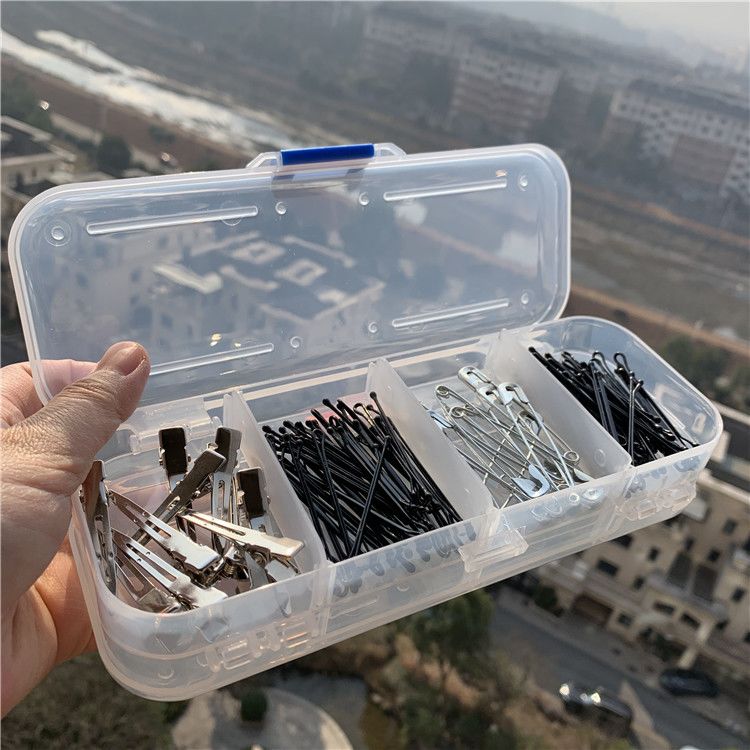 发卡发夹透明塑料双面收纳盒小型首饰整理盒便携化妆储物盒子