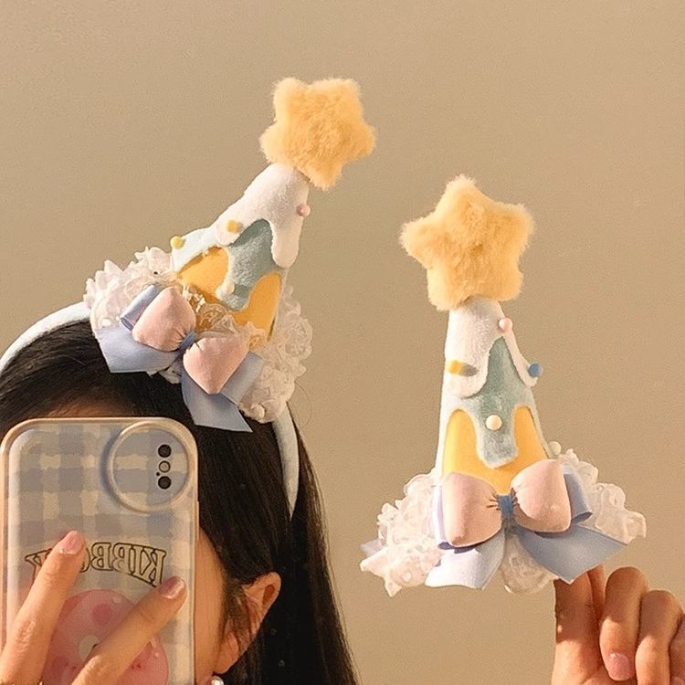 黄色星星少女心愿生日头箍女生氛围感拍照可爱发夹头饰派对道具帽