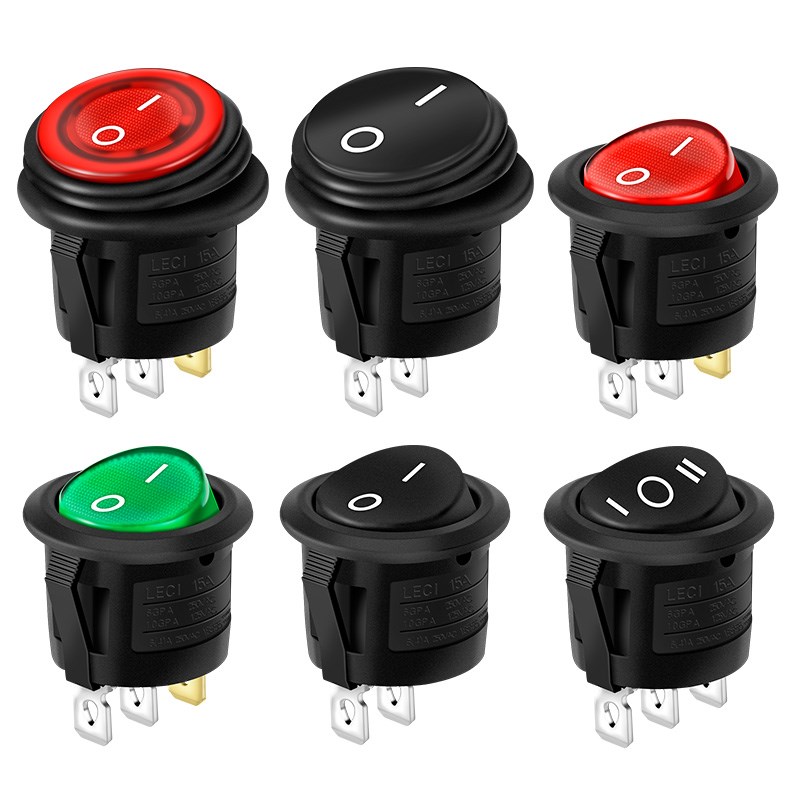 开孔20mm防水按钮船型开关纯铜脚带灯银点电源开关2脚/3脚6A 250V