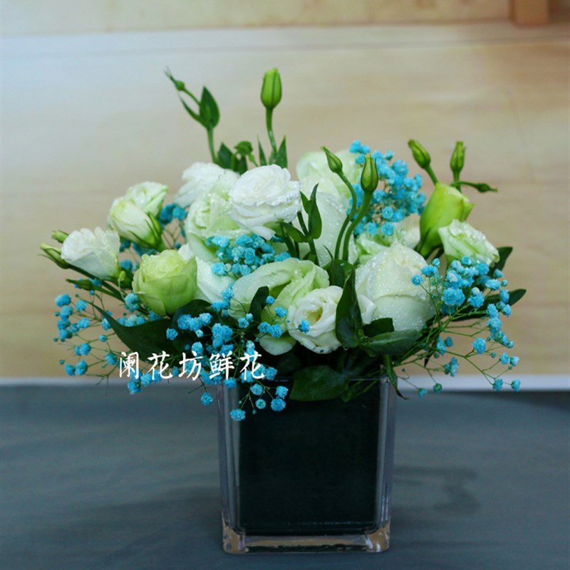 讲台花会议宴会方缸桌花四方杯花签到台鲜花同城送花深圳北京广州