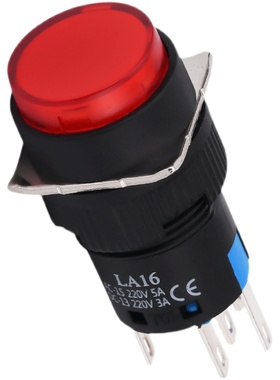 16MM电源启动点动按钮自复位开关小型LA16-11DN圆形带灯自锁绿色