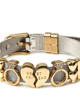 双色 DIY keeper手链真空电镀不锈钢表带欧美10mm 钢网片手链