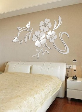 780*600mm Acrylic Sqticker Mirror Effect Wall Stickers Flowe