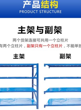 厂家直销2.5米/3米高度蓝色z白色家用快递货架子中型仓库仓储货架