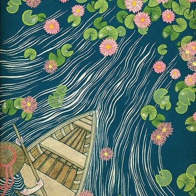 新中式玄关DIY方钻满钻钻石画泛舟荷花池塘粘贴钻印花Y十字绣带钻