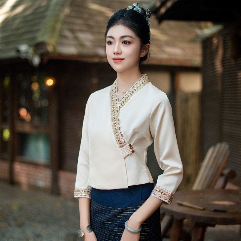 西双版纳傣族服装民族p特色服装工作服茶服定制特色云南旅游服装