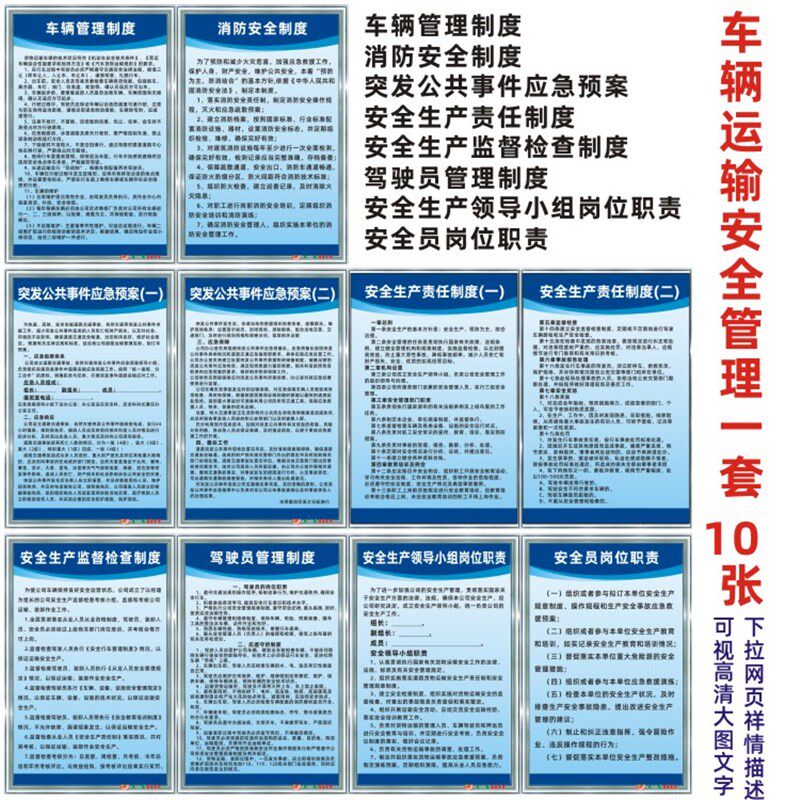 车辆运输安全责任管理消防I职责制度一套10张