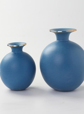 现代北欧水蓝色陶瓷花瓶家居样板房间创意插干R花器餐桌电视柜装