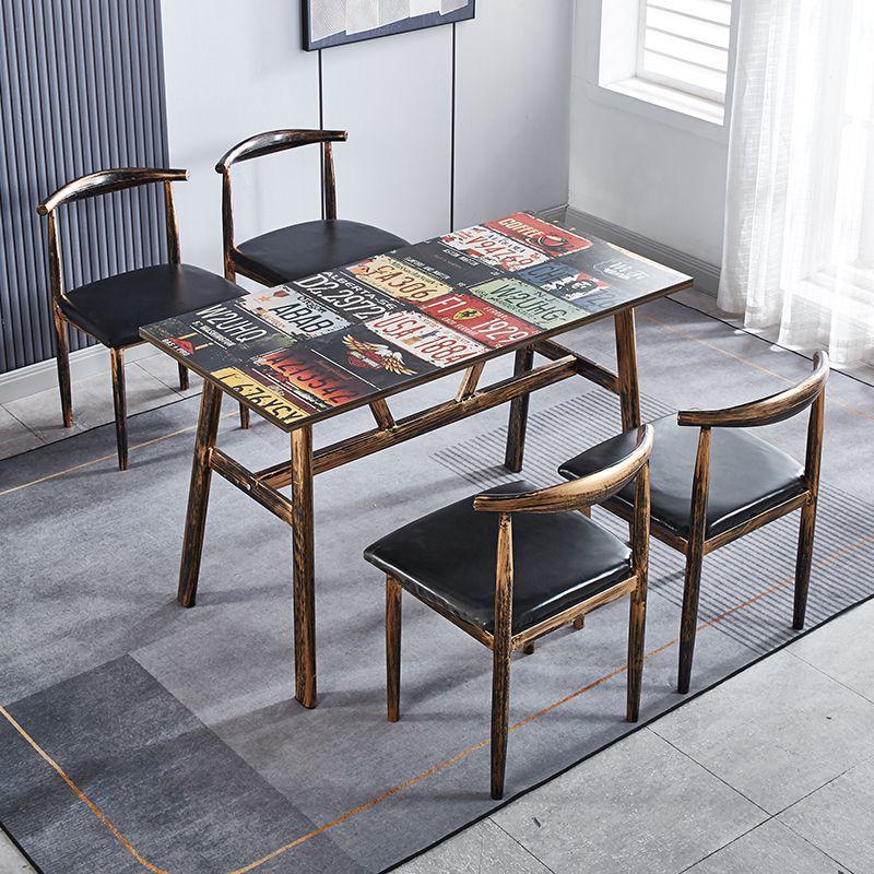 商用复古主题快餐桌椅o组合早餐食堂餐桌椅大排档面馆小吃饭店桌