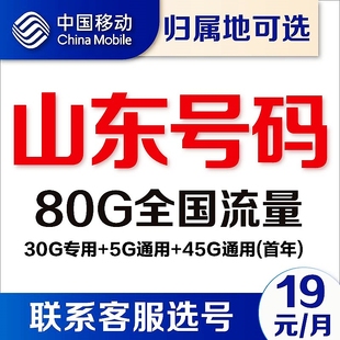 山东济南青岛潍坊烟台临沂济宁移动4G流量卡5G手机卡上网卡电话卡