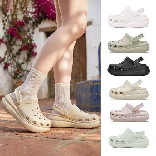 crocs卡骆驰男女同款泡芙洞洞鞋厚底拖鞋沙滩鞋休闲鞋207521-100