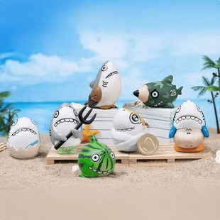 不二马大叔鲨雕系列盲盒潮玩手办可爱鲨鱼玩具公仔创意女礼物摆件