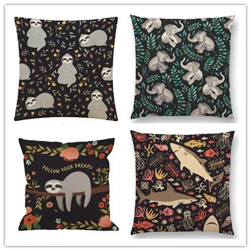 爆款枕头套动物牛马鱼动物植物靠垫套亚麻车座椅装饰枕头套婚礼装,居家布艺,抱枕被,淘宝优惠券,粉丝福利购,淘宝优惠卷