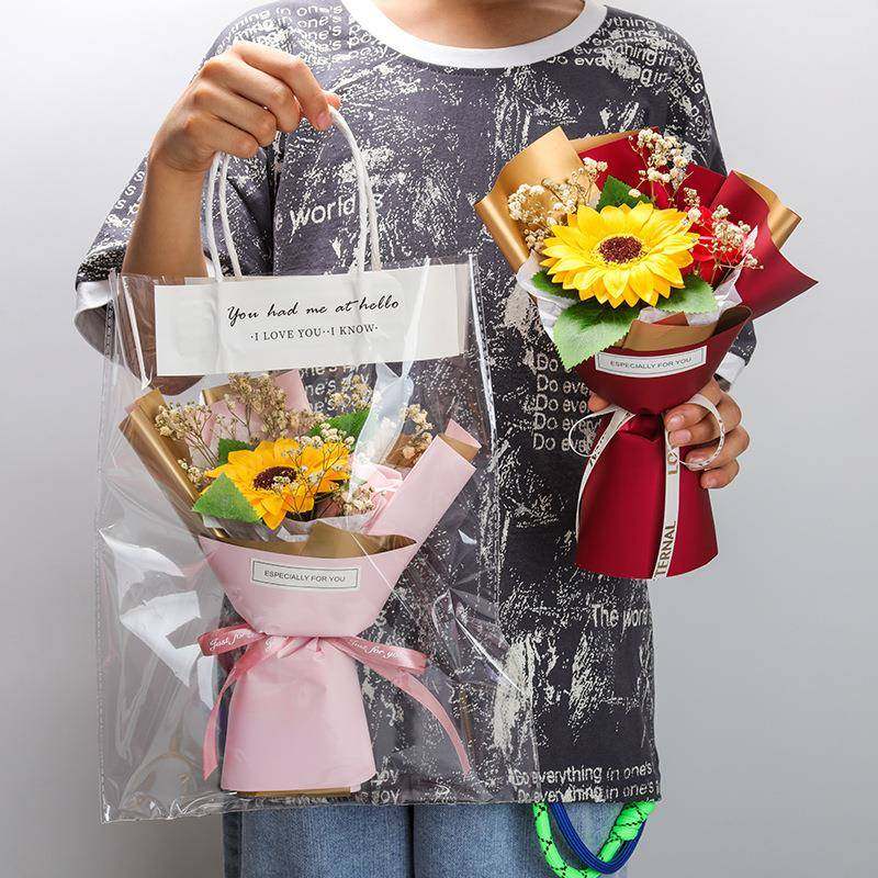 爆款伴手礼礼物太阳花永生满天星干花香皂玫瑰手工小花束向日葵教