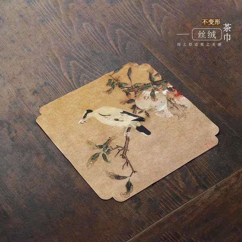 爆款丝绒茶巾吸水禅意中国风茶艺茶布茶垫功夫茶具茶道零配件