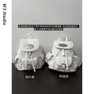 Lotsyou韩国小众多口袋双肩包休闲迷你牛皮背包Jennie金智妮同款