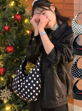 W3Studio波点包单肩包kanari手提包大容量时髦韩国小众双面尼龙包