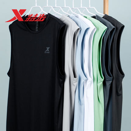 特步运动背心男2025冬季新款无袖T恤跑步健身训练服速干透气上衣