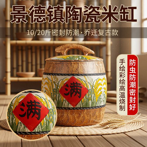 景德镇陶瓷米缸密封储物罐