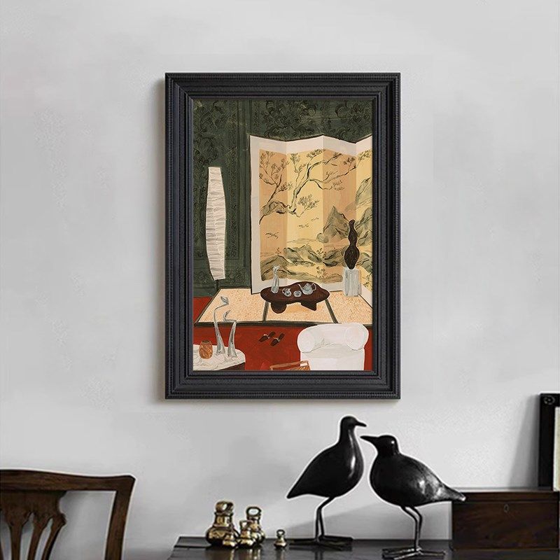 中古风客厅餐厅屏风摆件静物艺z术装饰挂画抽象玄关法式纯手绘油