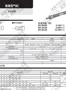 KOGANEI气缸DA/DAC40/50X25X50X75X100X150X200X250XX300-A-W