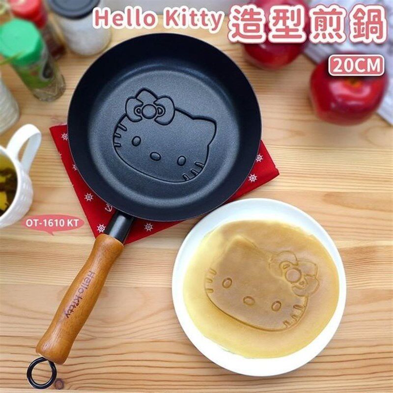 正版Hello Kitty 木柄平H底煎锅.鬆饼烤盘20cm