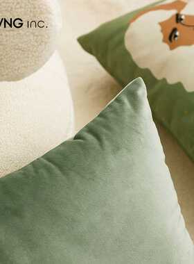 极速LIVING inc.s抹茶天鹅绒 绿色抱枕ins风沙发靠枕北欧客厅靠垫