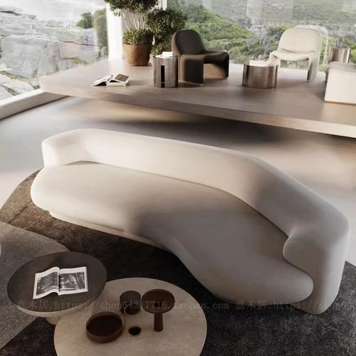 意式极简异形斜口转角沙发斜贵妃B布艺沙发客厅现代简约白色奶油