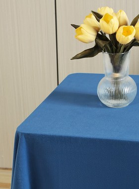 定制蓝色高级感绒布会议桌长方形办公室签到台展会印字台Y布印log