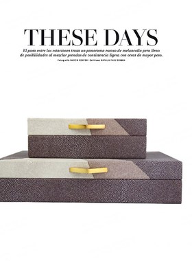 现代北欧样板房卧室床头柜妆x台皮质首饰盒装饰储物套盒摆件装饰