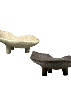 侘寂风复古e水果坚果盘收纳摆件新中式仿古样板间客厅茶几软装饰