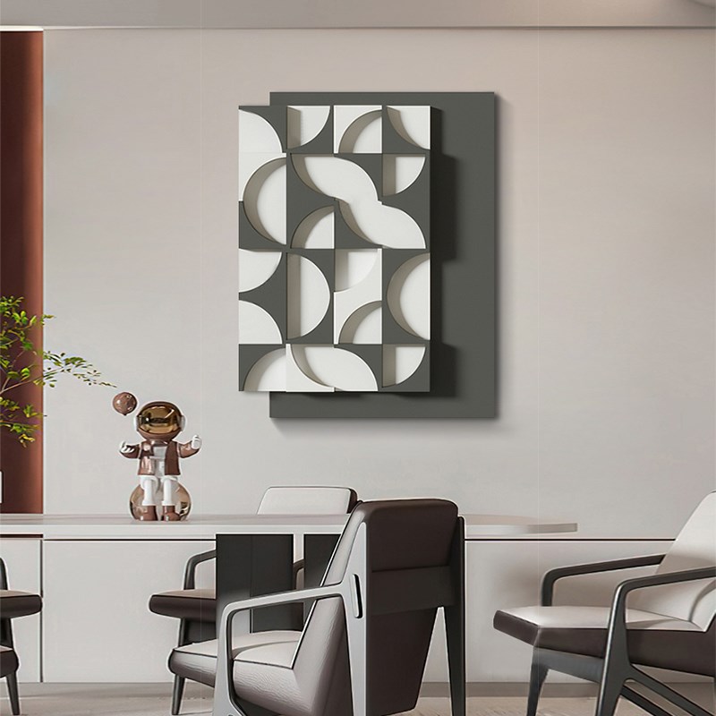 现代简约组合餐厅m装饰画立体浮雕入户玄关挂画抽象几何客厅画图片