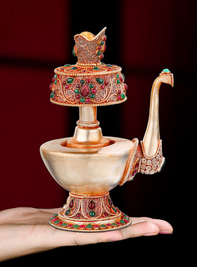 尼泊尔掐丝工艺贲巴壶p文巴瓶净水壶藏传敏珠用品大号小号供壶摆