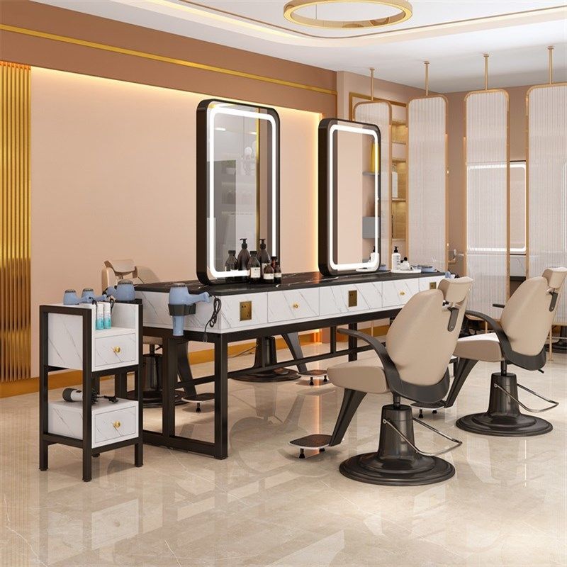 美发店镜台带灯双面仿大理石发廊专用一H体网红烫染理发店桌工作,商业/办公家具,理发镜台,淘宝优惠券,粉丝福利购,淘宝优惠卷