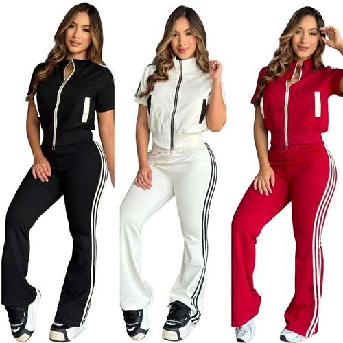 Women Patchwork Flared Butt Lifting Casual Pants Two Set