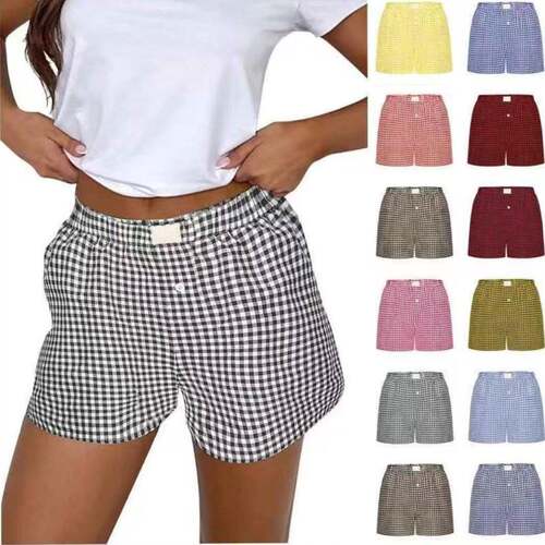 Pajama Bottoms Shorts Women Elastic Boxer Streetwear Casual