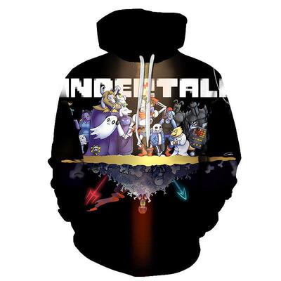 Men Undertale Digital Print Cosplay Hoodie Tops Kangaroo
