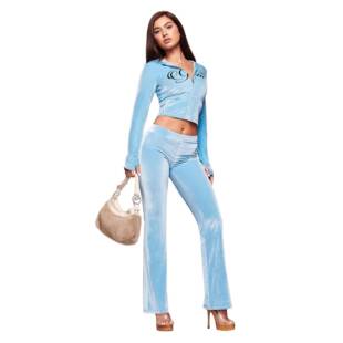 BLARE VELOUR POCKET HOODIE ICE BLUE