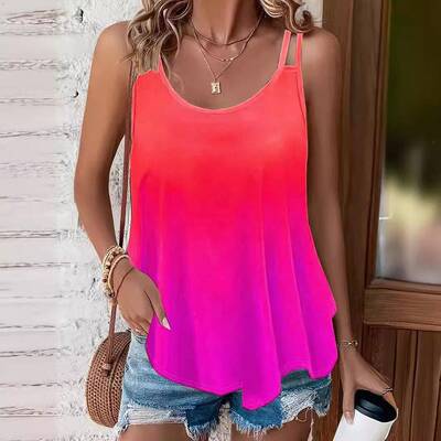 Women Gradient Print Cami Slim Fitting Boho Ethnic Pattern