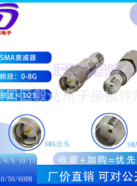 sma衰减器0-8G2.45.8G6Gsma公转母1DB2345152030405060低衰减测试