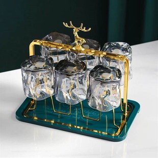 托盘玻璃杯水杯挂架沥水置物架杯架水杯架创意家用收纳杯子架倒挂