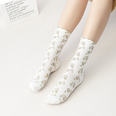 女复古ins百搭中筒碎花袜