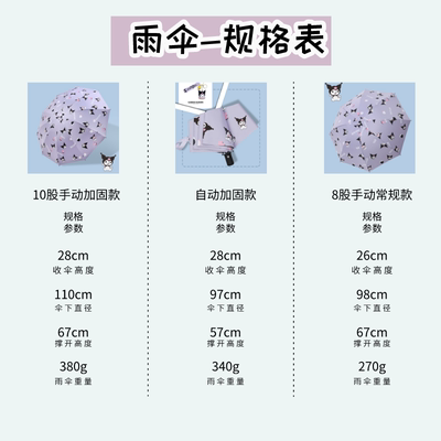 库洛米雨伞折叠伞晴雨两用全自动学生儿童卡通女酷洛米防晒遮阳伞