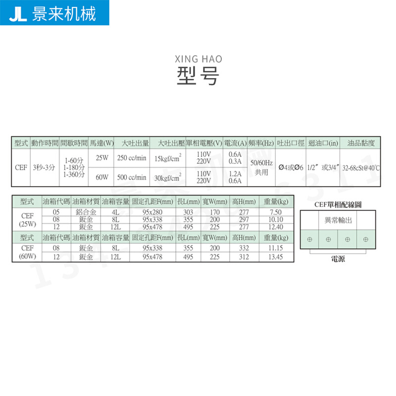 台湾CHENYING振荣CEF回油式电动注油机CEF25W  CEF60W