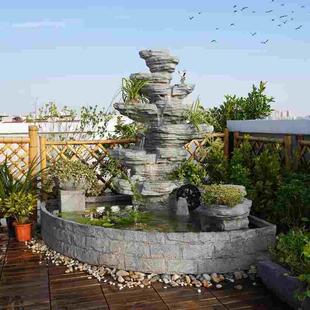 假山流水喷泉摆件户外别墅花园庭院公司阳台顶楼装 饰品循环水景观