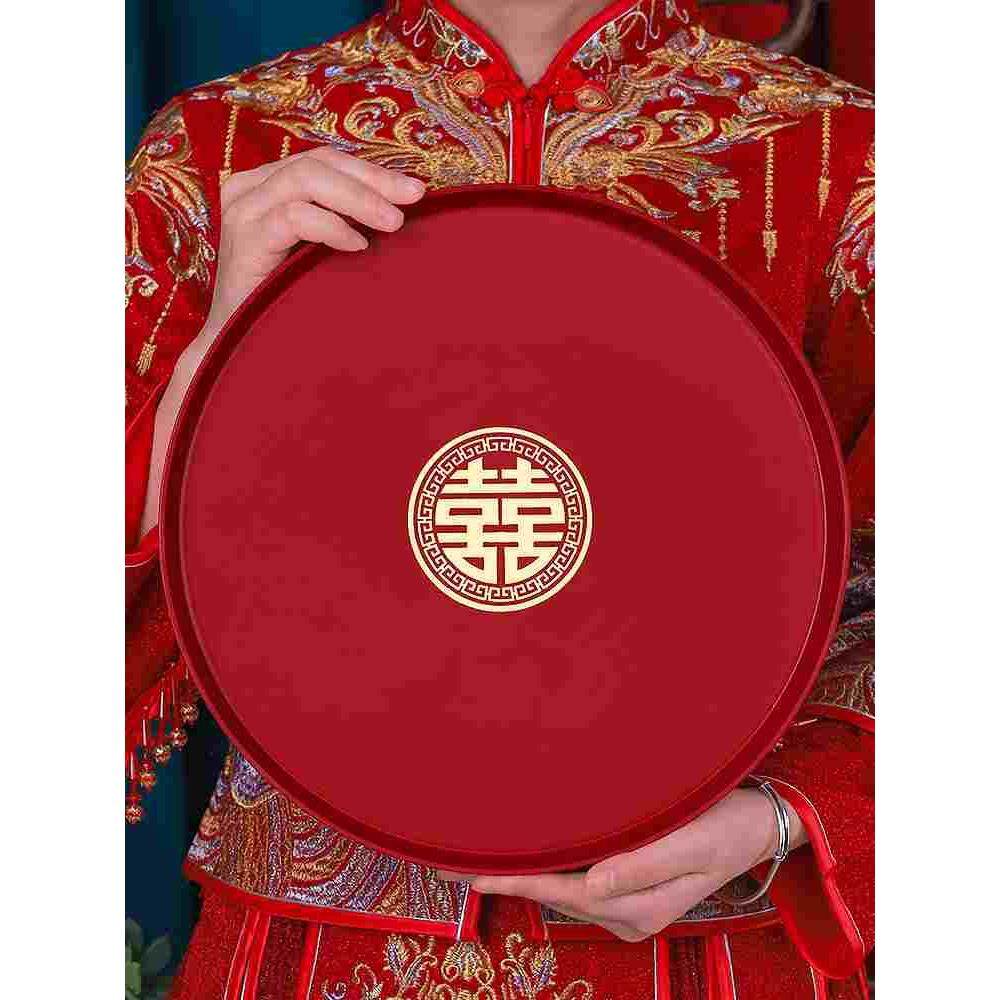 结婚订婚红色喜盘子中式加厚敬茶杯托盘婚礼用的果盘婚庆用品大全,居家布艺,窗帘面料,淘宝优惠券,粉丝福利购,淘宝优惠卷