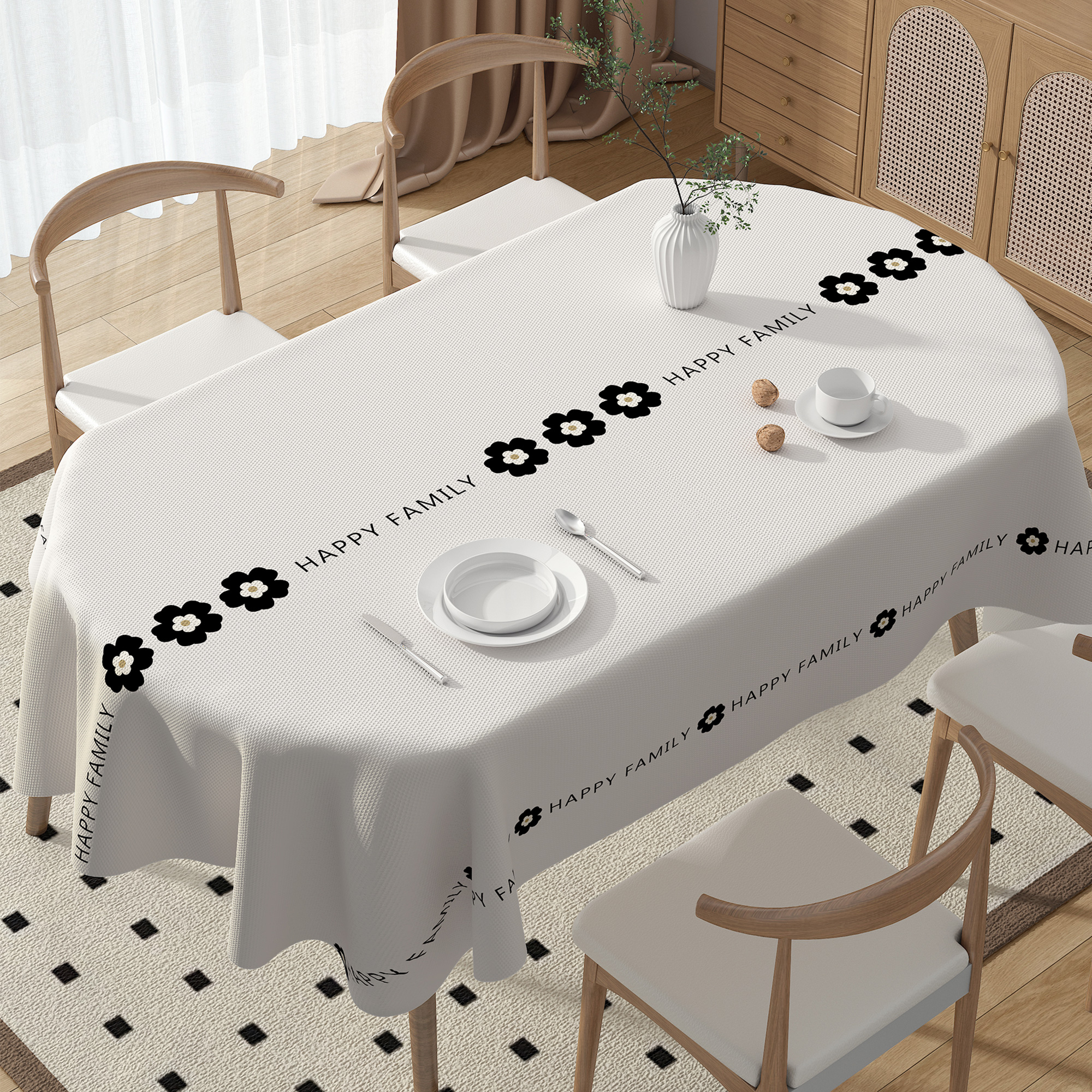 简约现代防水桌布椭圆形餐桌布