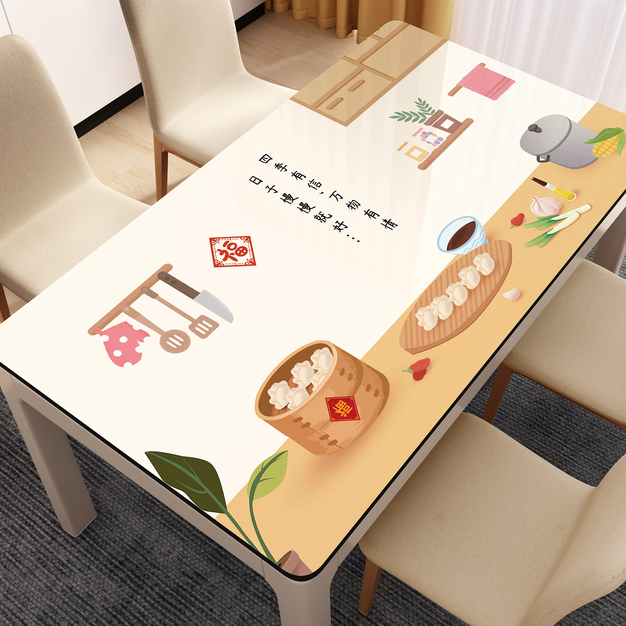 PVC软玻璃餐桌垫卡通桌面垫桌布防水防油免洗防烫茶几桌面保护垫